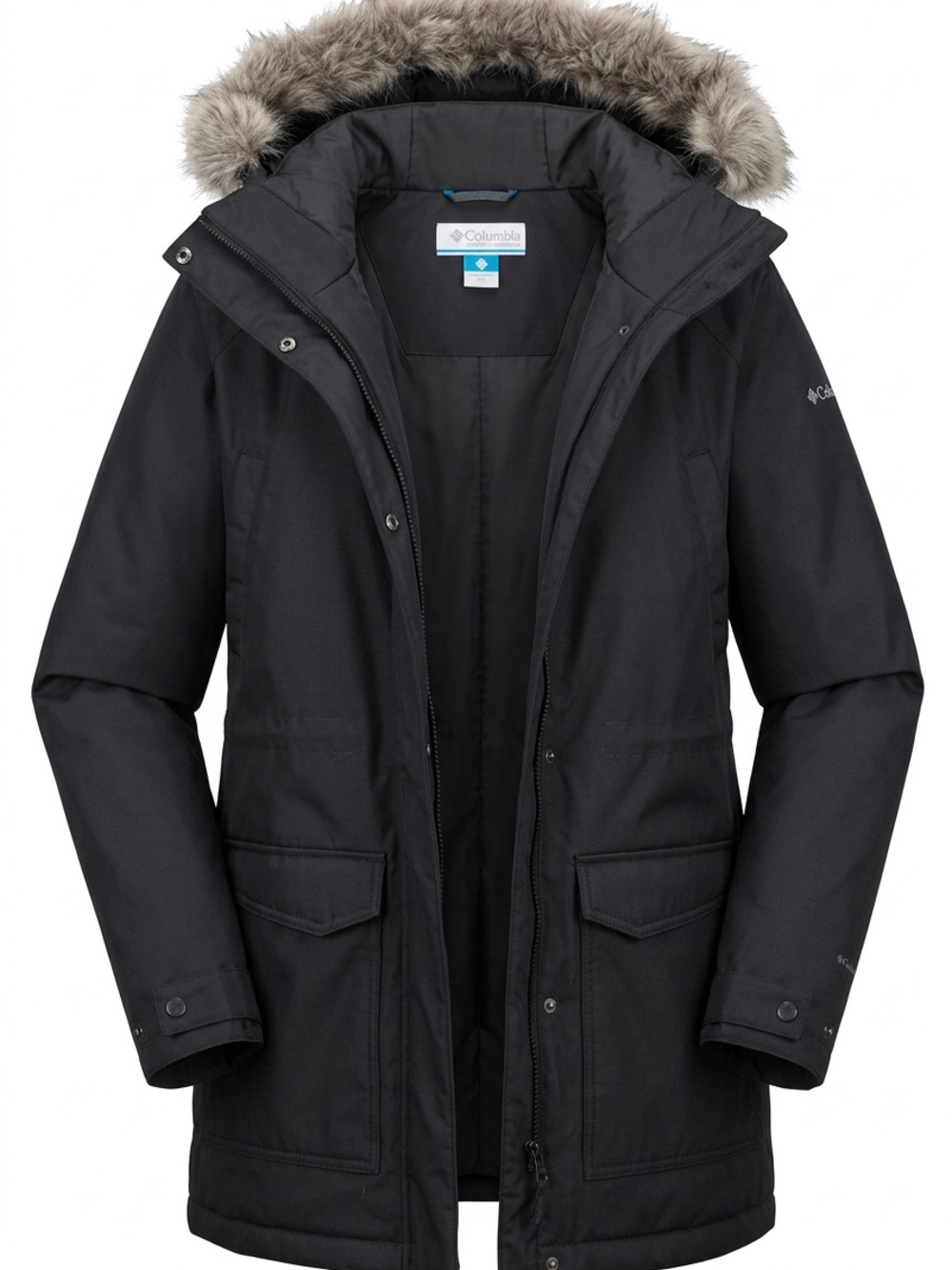 Columbia Black Faux-Fur Trim Hooded Ski Parka